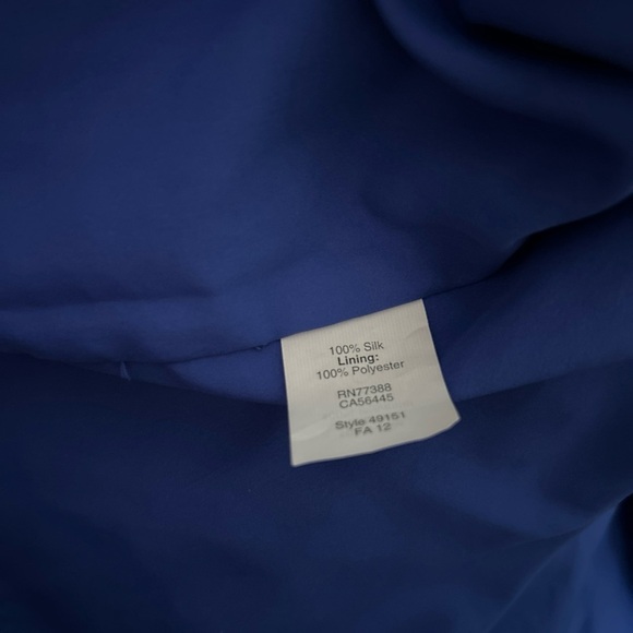 J. Crew Lucienne Blue Silk Chiffon Dress Size 10P - Picture 6 of 7